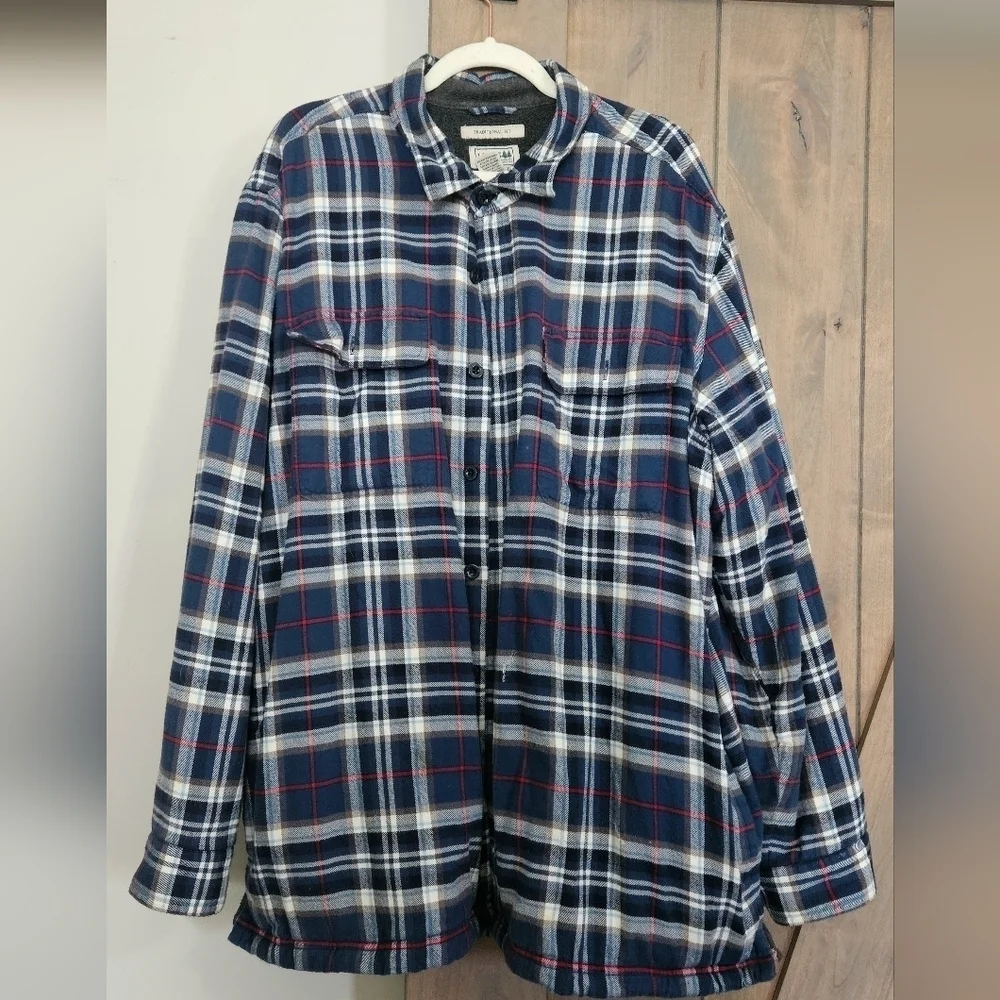 L.L.BEAN Men's Fleece-Lined Flannel Shirt, Traditional Fit. Classic Navy.Size XL